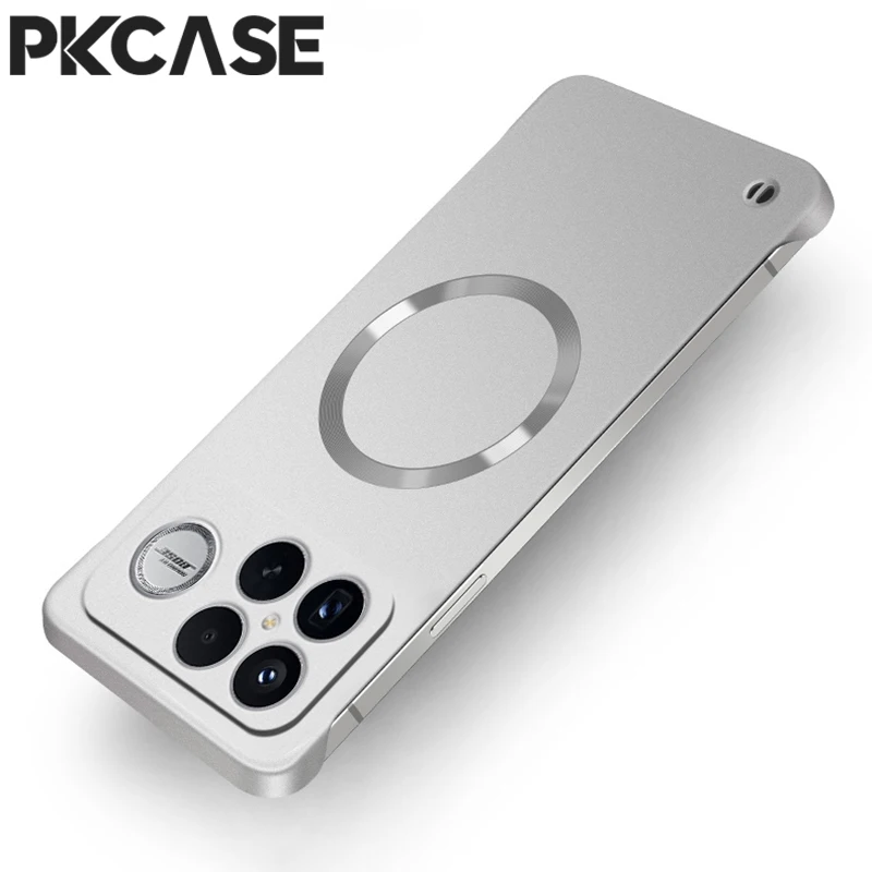 Magnetic Frameless Shockproof Metal Case with Wireless Charging Cover