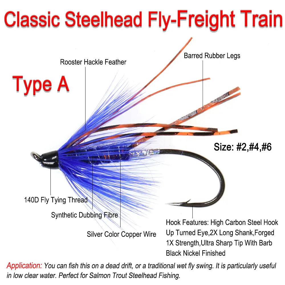 Vampfly #2 #4 #6 Classic Steelhead Wet Fly Silver Hilton Fly