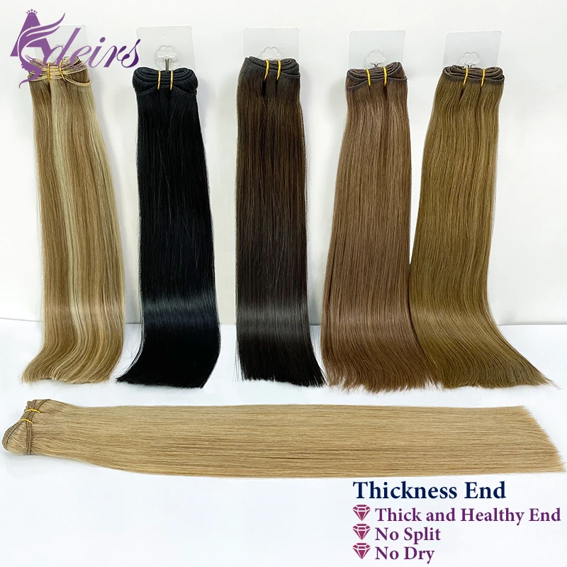 ADEIRS Estensioni di Trame di Capelli Umani Capelli Remy Doppia Trama 100% Realmente Capelli Umani Fasci di Tessitura Nero Marrone Biondo Per Il Salone - immagine 4