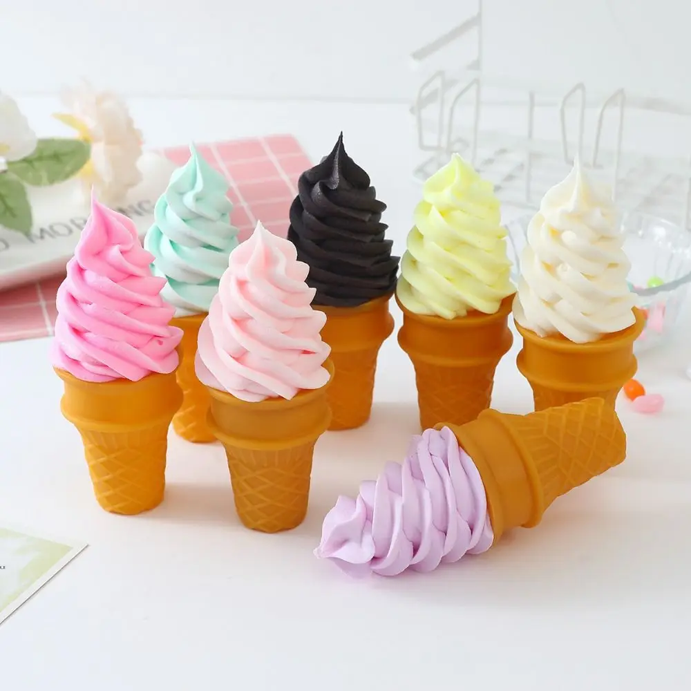 Kids Toy Crispy Simulation Ice Cream Fake Food PVC Material Ice Cream Model Dessert Colorful Artificial Food Model Display Props