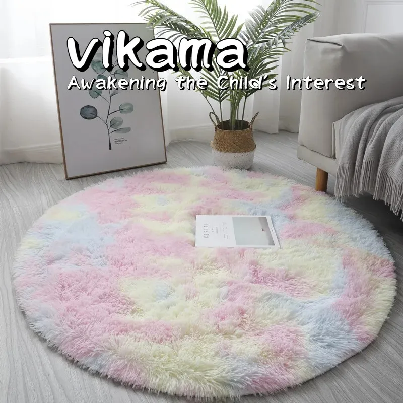 Silk Wool Rug Decorative Carpet Scandinavian Round Home Decor 1pc