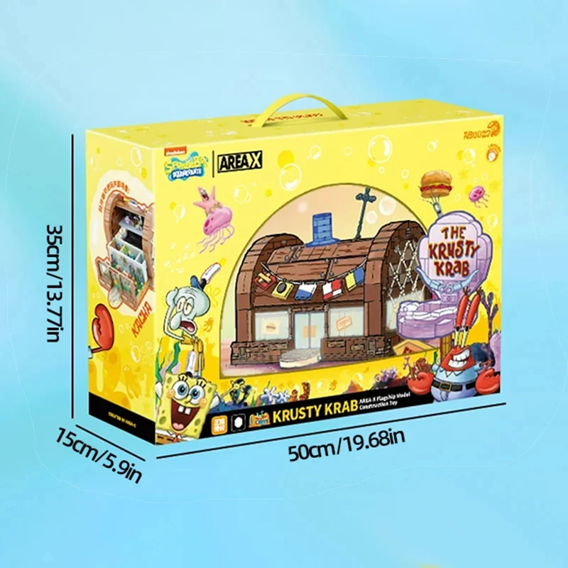 Spongebob Cartoon Krusty Krab Restaurant Building Blocks Creative Canteen Scenes Model Bricks Desktop Ornaments Toy For Kid Gift 6