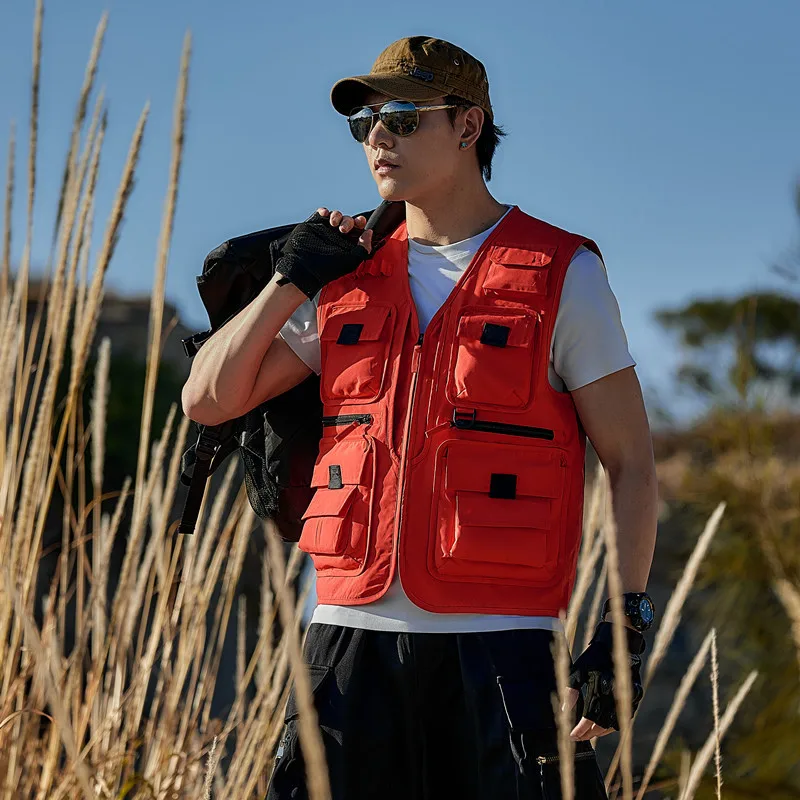 Sleeveless Jacket Large Size Men's Vest Windbreaker Tactical Vests Multi Pocket Hunting Fishing Clothing Waterproof Man Jackets