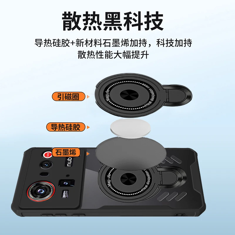 Silicone Cooling Phone Case with Graphene Heat Dissipation and Magnetic Stand - Shockproof Cover