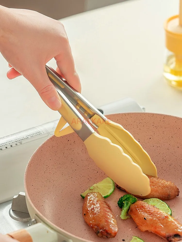 

Silicone food clip holder, kitchen stainless steel clip, anti scalding barbecue meat clip, frying steak tool