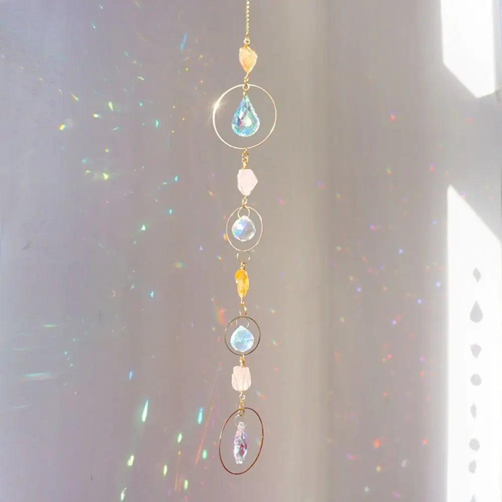 New Amethyst Citrine Pendant Crystal Wind Chime Rainbow Garden Accessories Garden Decoration Pendant Shining Sun Catcher