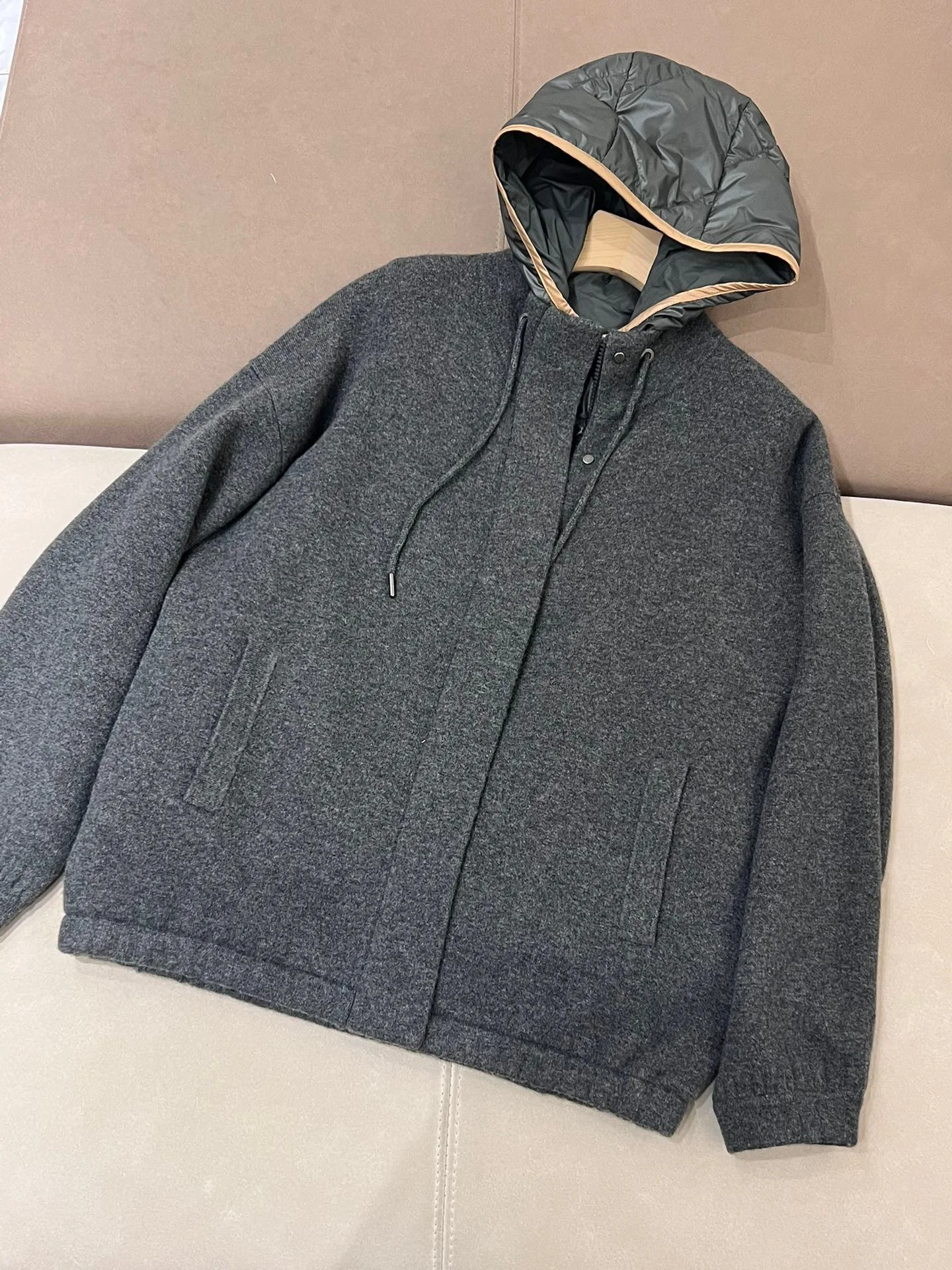 Two piece Set Goose Down Warm and Thickened Cashmere Woolen Coat