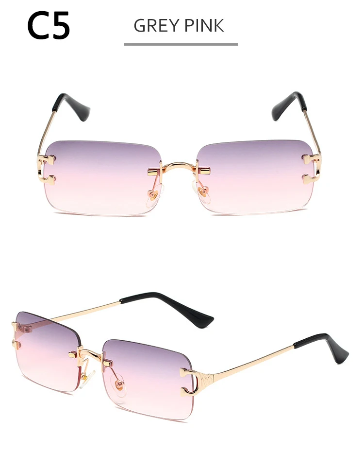 BOYSEEN Retro Randlose Sonnenbrille Frauen Metall Kleine Quadratische Gold Rahmen Männer Sonnenbrille Marke Design Brillen UV400 – Detail 11