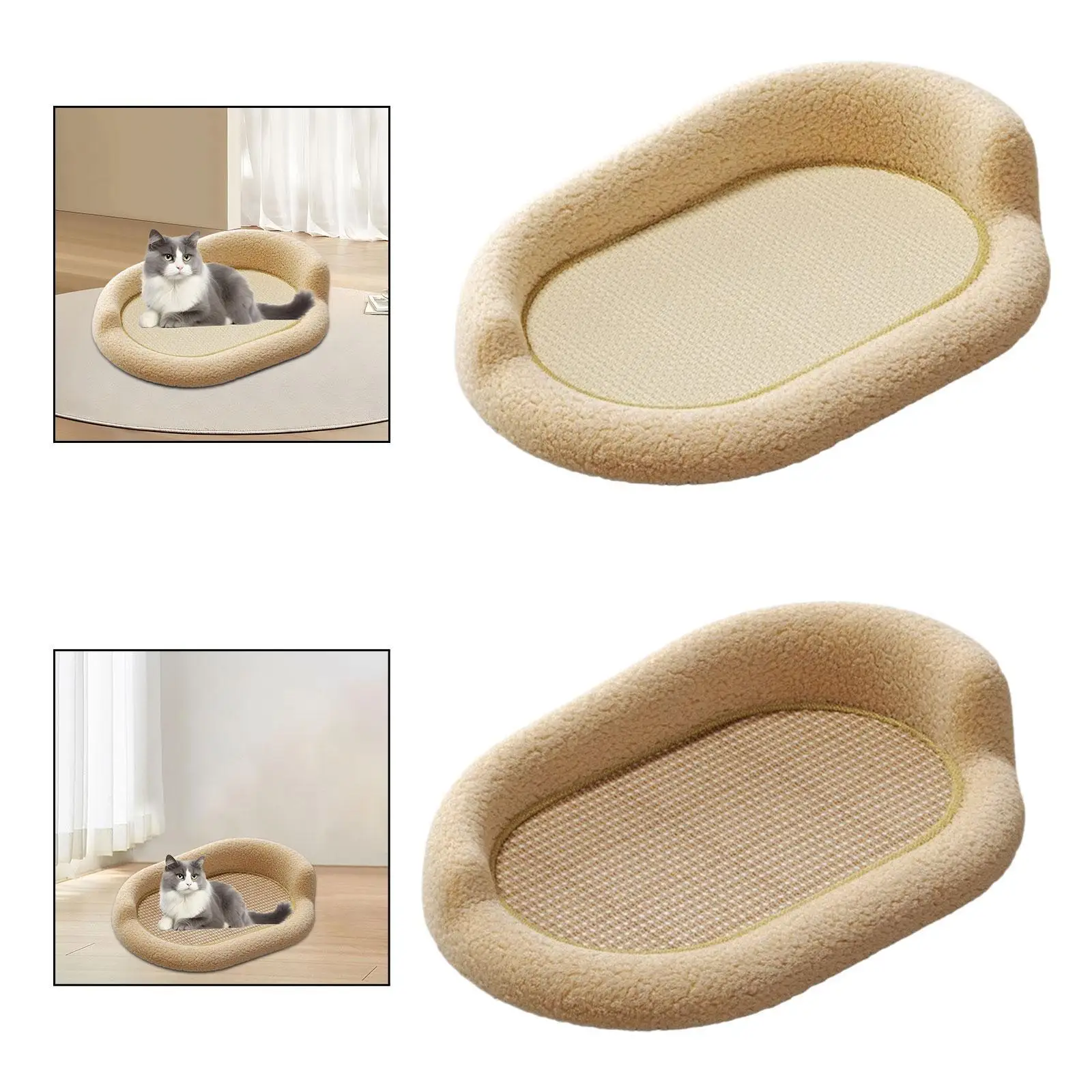 Oval Cat Scratcher Lounge for Grinding Claw Lightweight 61x40x25cm Comfortable Multipurpose with Raised Edge Scratch Pad