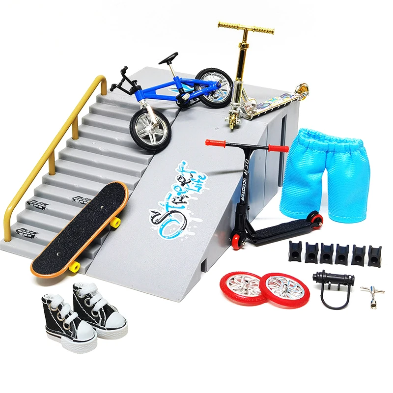 Two Wheel Mini Skateboards Ramp Parts Sets Finger Fingertip Bikes