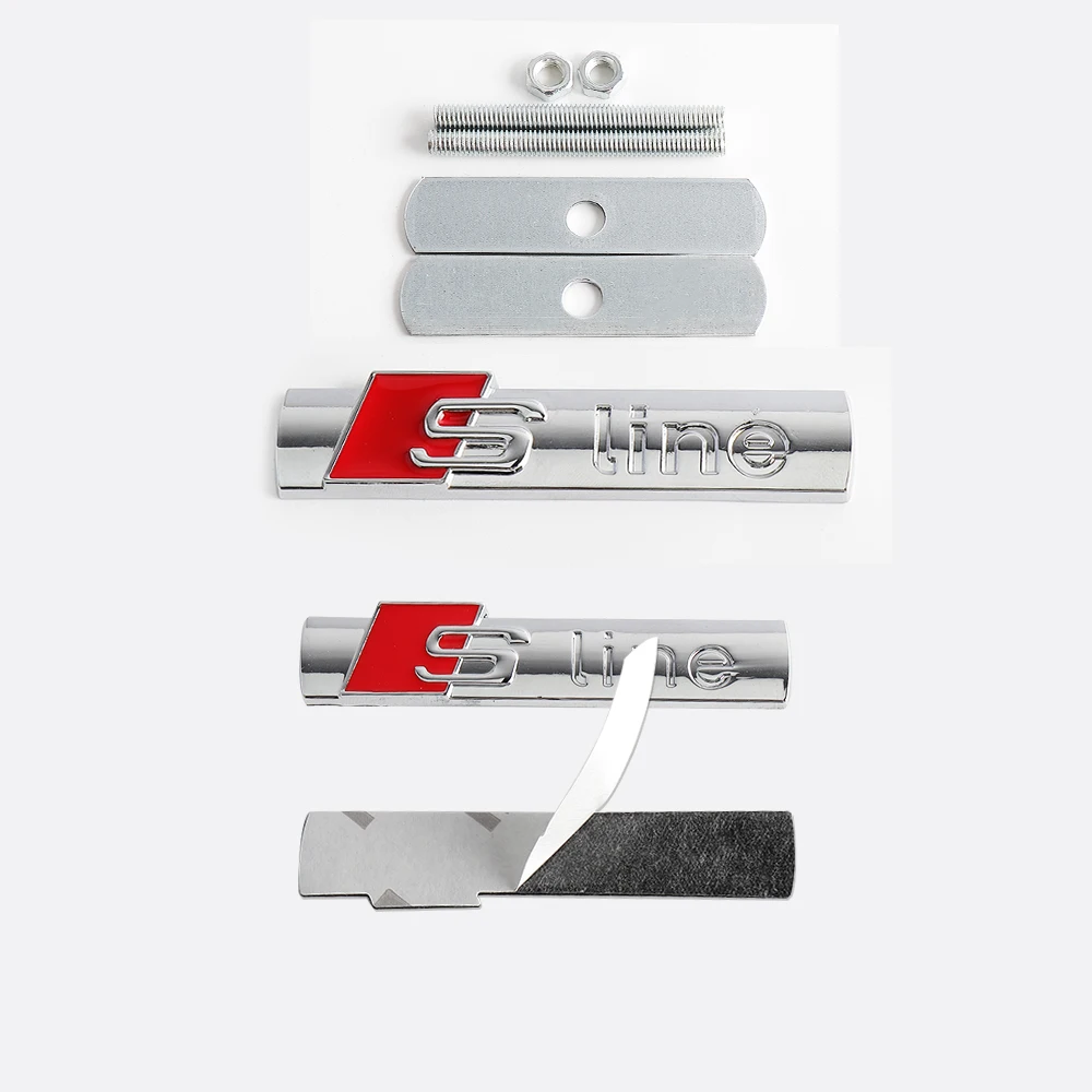 3D S LINE Emblem Auto Frontgrill Abzeichen Karosserie Kofferraum Aufkleber Dekoration Mittelabdeckung für Audi A4 B8 A3 8P Q3 8U 8V A6 8R 4L Q2 RS – Detail 4