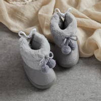 Autumn Winter Warm Newborn Girls Boys Snow Boots Solid Pompom Toddler Baby Soft Sole First Walker Fluffy Cute Non Slip Shoes 3