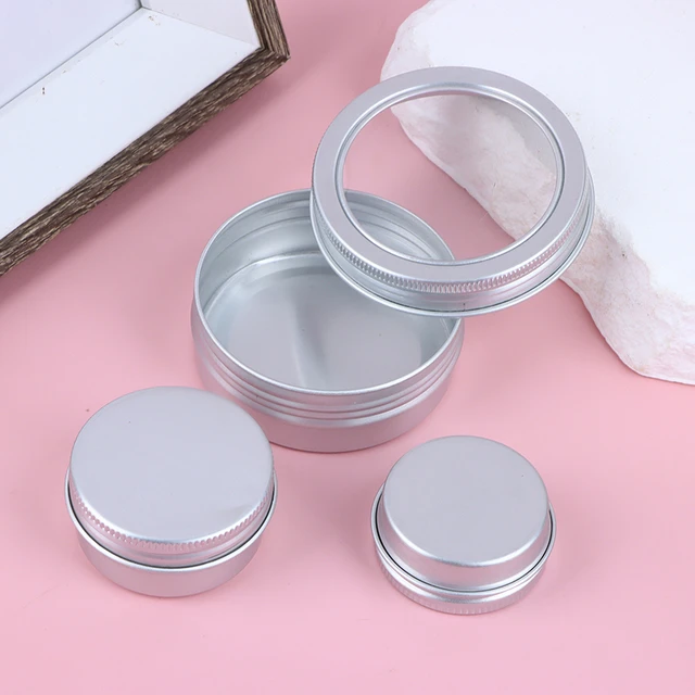 1pcs 8 Sizes Metal Aluminum Round Tin Cans Box Silver Empty Cosmetic Cream  Jar Pot Case Screw Thread Lid Lip Balm Container - Storage Bottles & Jars -  AliExpress