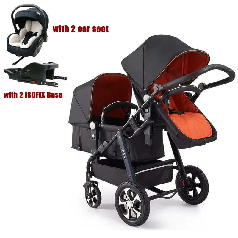 3in1 twin stroller car seat ISOFIX base multifunctional removable sleeping basket double stroller
