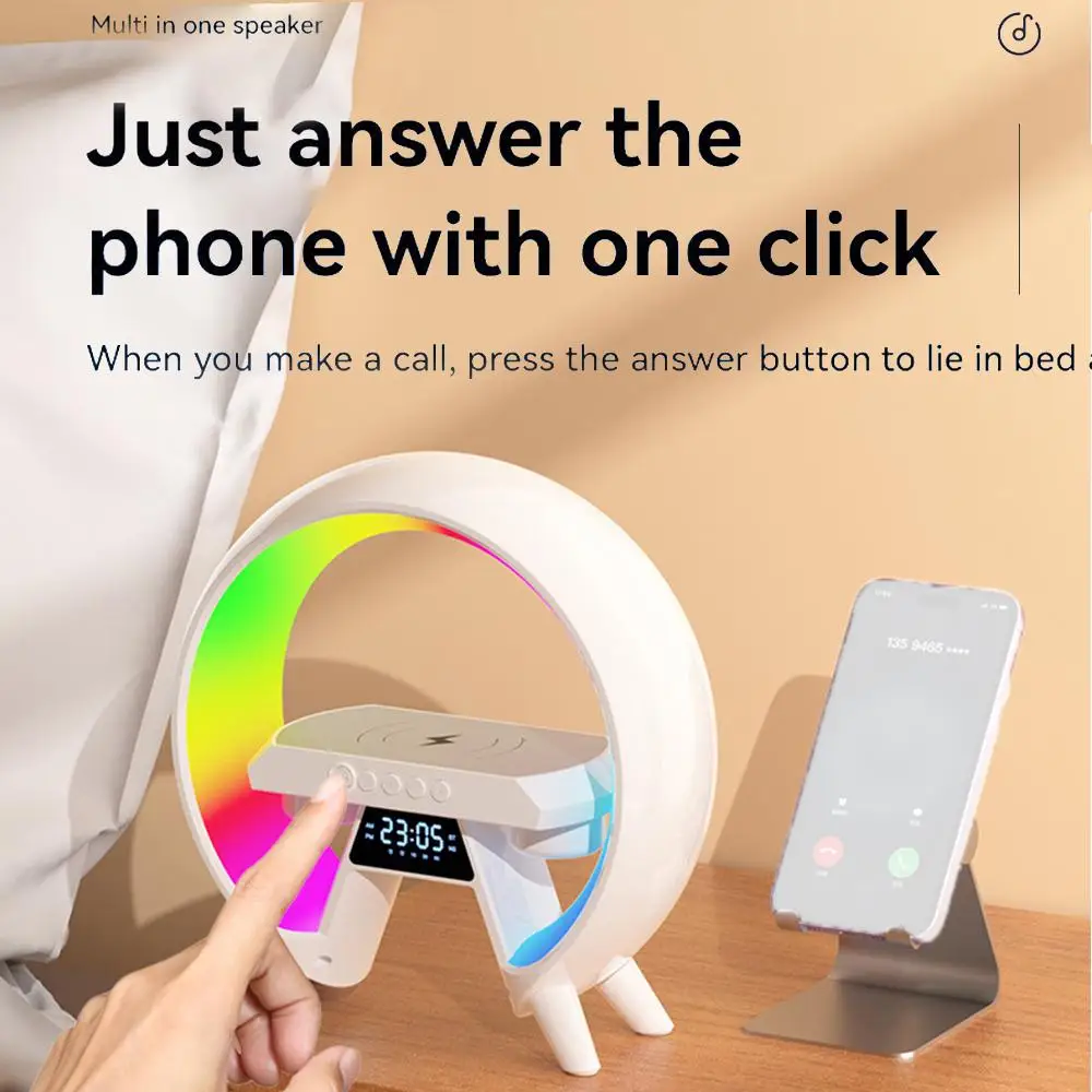 Multifunction Wireless Charger Pad Stand Speaker TF RGB Night Light 15W Fast Charging Station for iPhone Huawe J9V6
