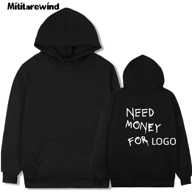 Fleece Warm Hoodies Men Pure Cotton Soft Comfortable Letters Print Y2k Clothes Hooded New in Hoodies Sweatshirts Customize