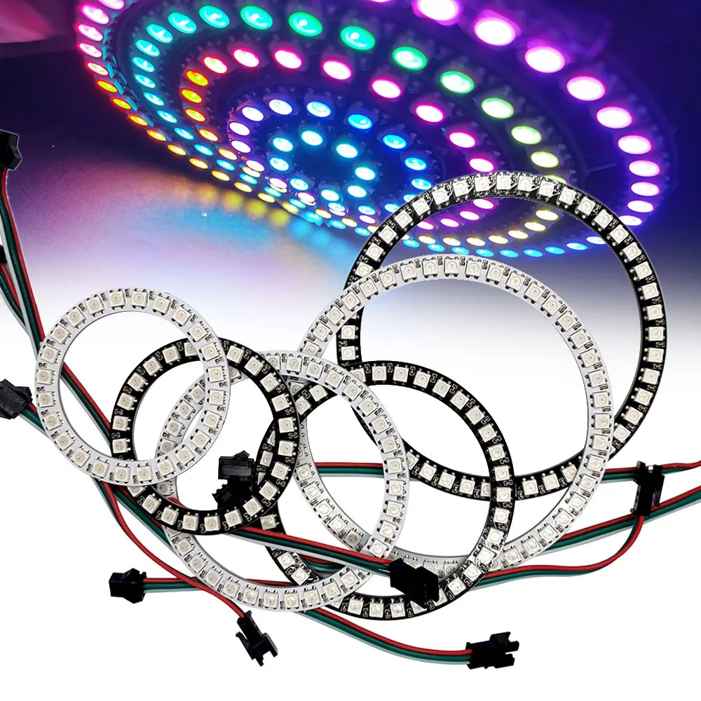 WS2812B LED Ring 8/16/24/35/45 Pixel Individually Addressable WS2812 Circle Modules Strip Light SMD5050 Full Color RGBIC DC5V