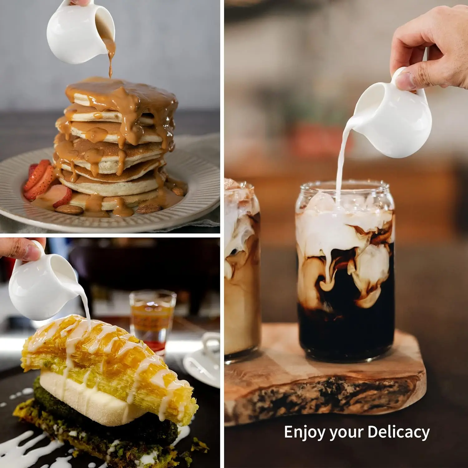 Milk Cup 50/100/220ML Mini Ceramic Espresso Coffee Cream Sauce Serving Pitcher Heat-resistant