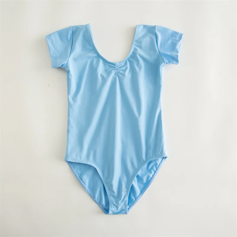 Hochwertige, günstige Tanz-Übungskleidung aus Baumwoll-Spandex, Weiß, Schwarz, Rosa, für Kinder, Mädchen, Kinder, kurze Ärmel, Ballett-Trikots – Detail 17