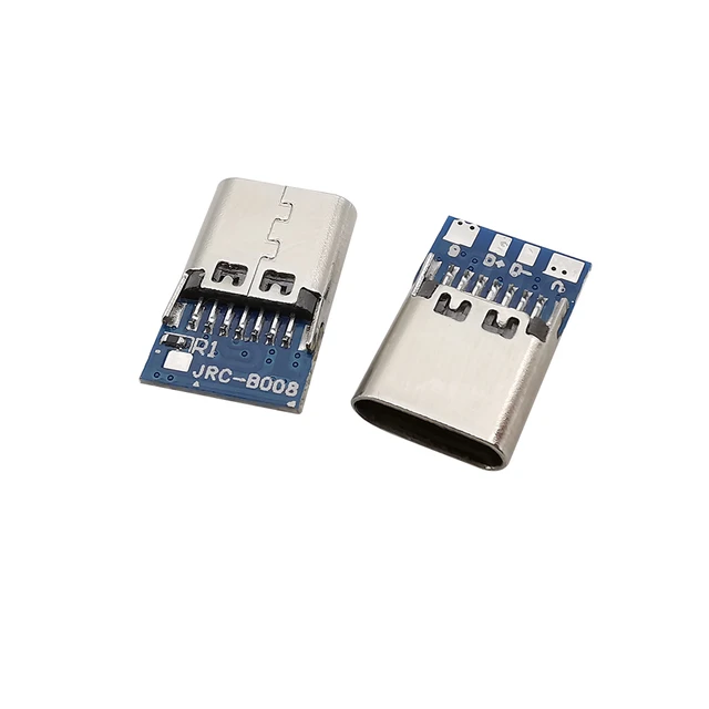 Carte de raccordement verticale USB 3.1 Type C 16 broches, 1 à 5 pièces, 4  fils de soudure, bande de données PCB, tête mâle, connecteur USB C 16P -  AliExpress