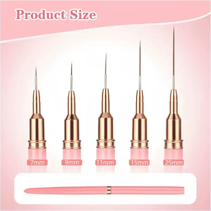 5pcs Nail Art Liner Brush Set UV Gel Nail Brushes Kits French Stripe Line Painting Drawing Flower Pen Professional Manicure Tool