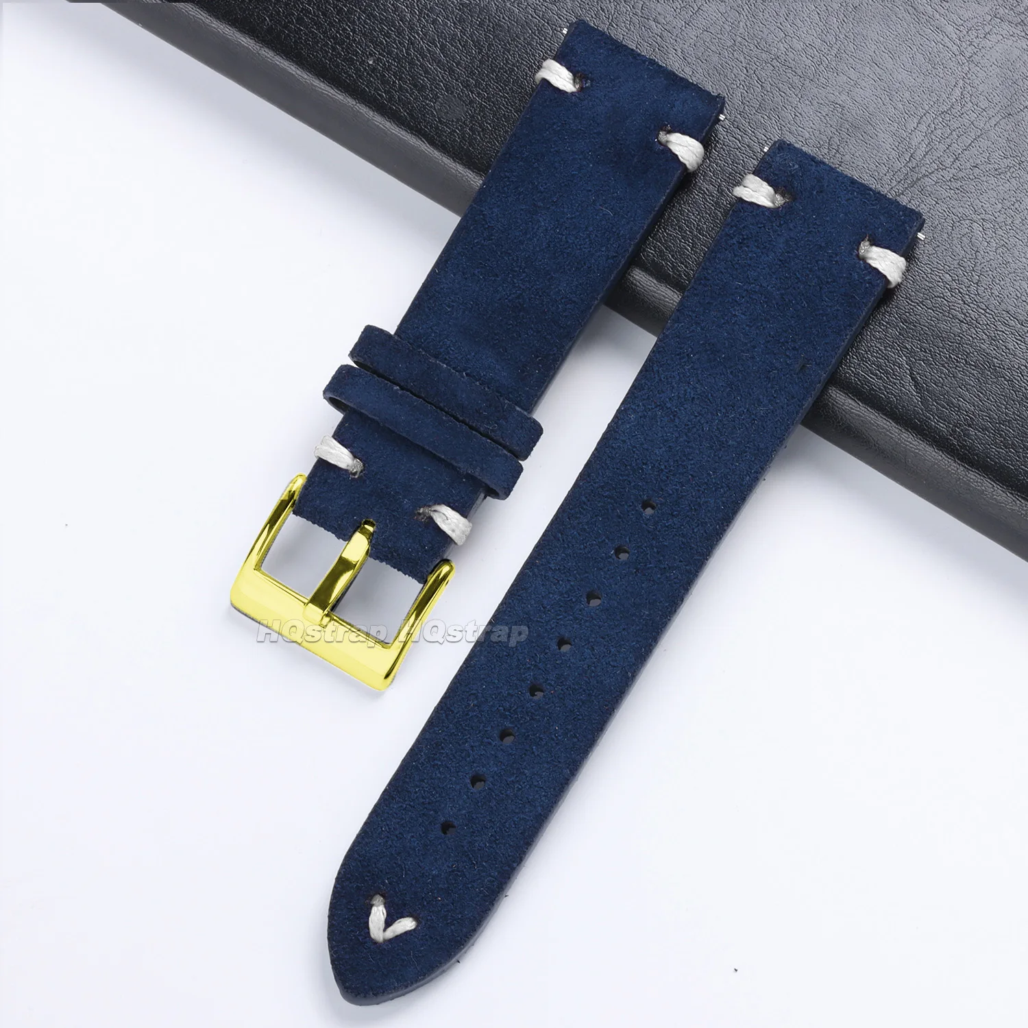 Luxurious Gold Buckle Vintage Suede Leather Strap with Quick Release