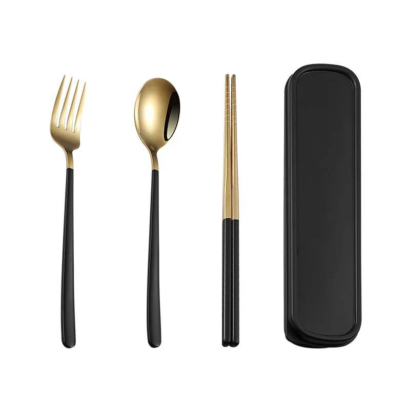 Stainless Steel Portable Tableware Korean Spoons Chopsticks Forks Set Student Office Worker Outdoor Travel Tableware Kitchen