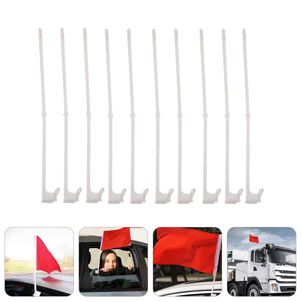 

10 Pcs Color Protection Car Window Flagpole Decor Fixed Clip Plastic Vehicle Rack