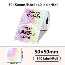 Elegant Silver/Gold Thermal Sticker Seal Labels for Festival Crafts and Party Decorations (Colorful C 50x50mm)