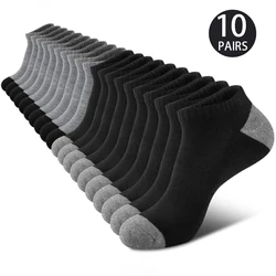 High-Quality Men's Breathable Athletic Socks - 10 Pairs for Outdoor and Leisure Activities in Spring and Summer (5 Black-5 White)
