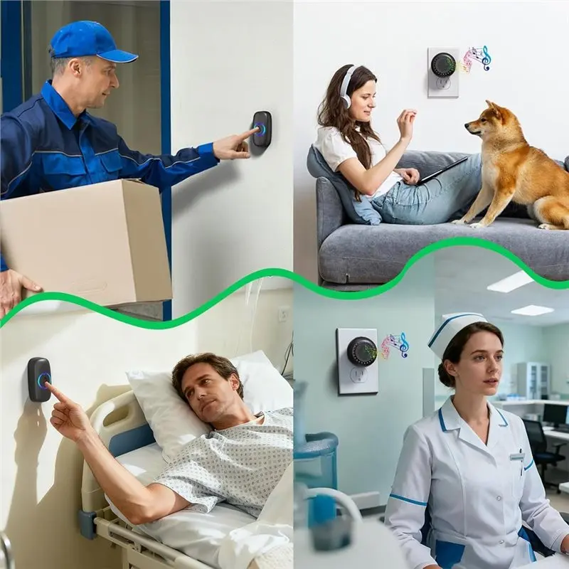 AS95-1 교사를 위한 무선 초인종 교실 초인종 세트 가정 교실 사무실 어린이 방을 위한 방수 초인종 버튼