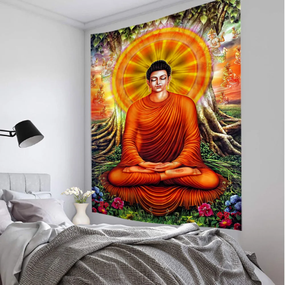 Buddhist Art Tapestry Meditation Seven Chakras Wall Hanging Mantra Bohemian Hippie Room Art Decoration