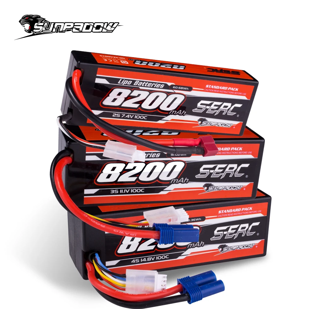 SUNPADOW 8200mAh 2S 3S 4S 7.4V 11.1V 14.8V Lipo Battery EC5 Plug 100C for RC Car Plane DJI Truck Tank Buggy Racing Boat Models