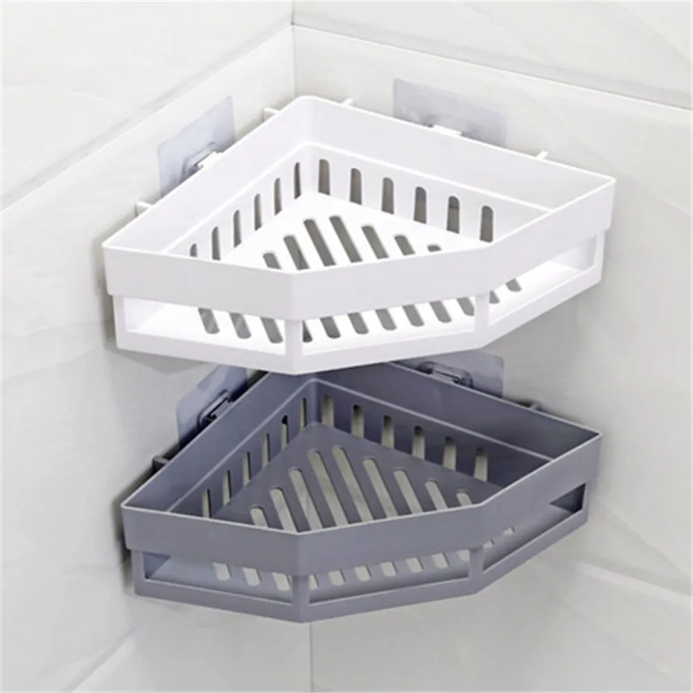 Traceless Plastic Bathroom Kitchen Storage Rack Organizer Creative Bathroom Hollow Corner Shelf Shampoo Holder Home Accessories bathroom shelf bathroom shelf rack bathroom storage rack
