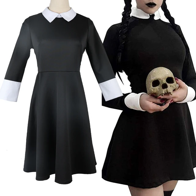 Wednesday Addams Costume da famiglia Cosplay Addams Morticia Dress  parrucche bambini donne Vintage Gothic Gomez Father Suits Outfits -  AliExpress