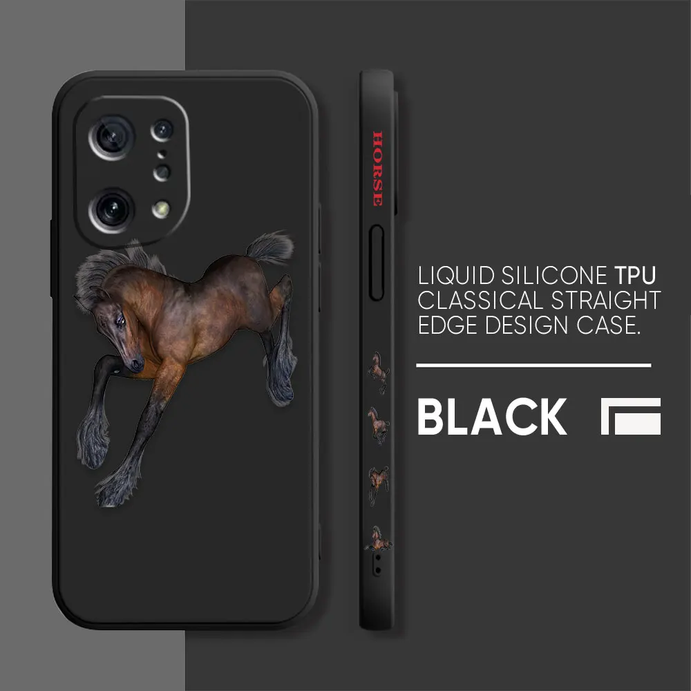 thumbnail image 1 of Case For OPPO FIND X6 X3 REALME X7 X50 RENO 2 4Z 4 6 Lite 5Z 5F 4G 5G PRO Liquid Silicone Case Galloping Horses, 1 of 5