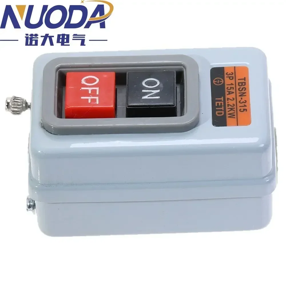 NUODA Push Button Power Switch Three Phases Power Control Start Switch AC 380V 15A 3P 2.2KW TBSN-315 TBSS-315