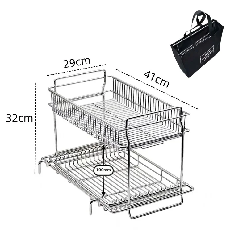 Igt-キャンプ用排水バスケット、ステンレス鋼、二重層ハンガー