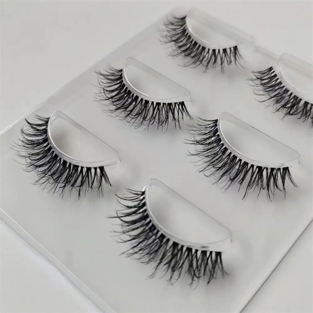 

3Pairs Mink Lashes Invisible Band Natural Black Mink False Eyelash Extension Full Strip Reusable 3D Mink Eyelashes Dropshipping