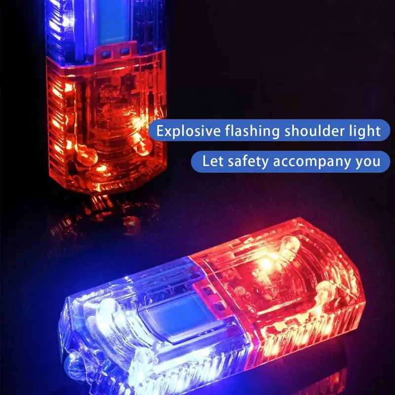 LED Warning Light Red Blue Led Shoulder Warning Light USB Charging with Stainless Steel Clip Riding Safety Patrol Alarm Flash Signal Strobe Lamp