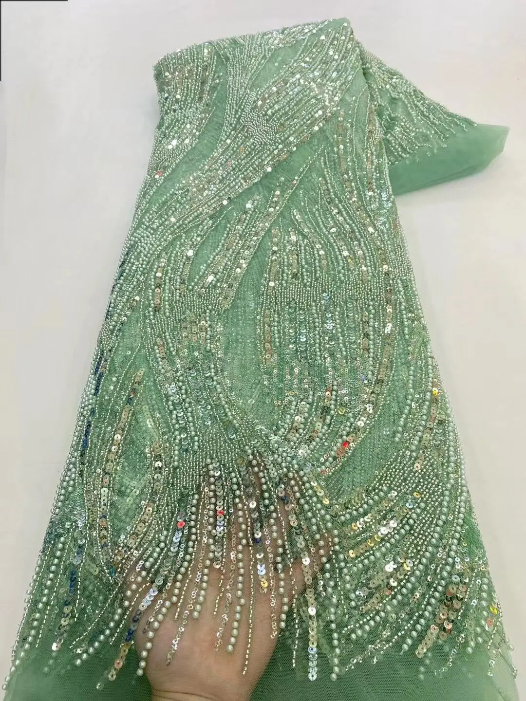 

Fabric Lace With Beaded L-1308772 Sequin Tulle Lace Lace Fabric Nigeria OLace