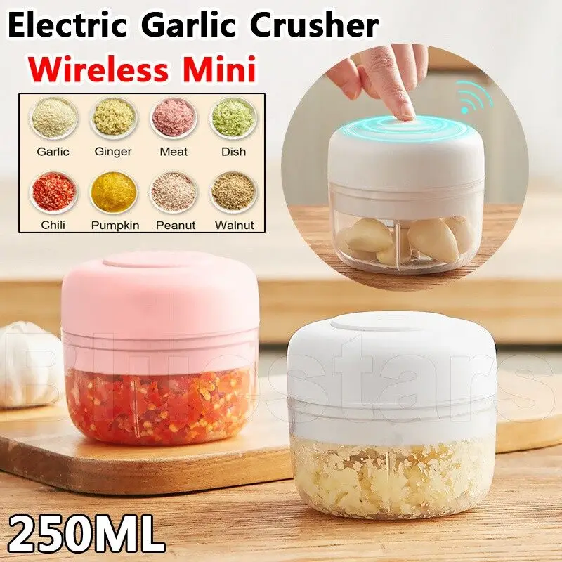 100/250mL Mini Electric Garlic Chopper Vegetable Chili Meat Ginger Masher  Machine Sturdy Durable USB Charging Blenders Kitchen - AliExpress