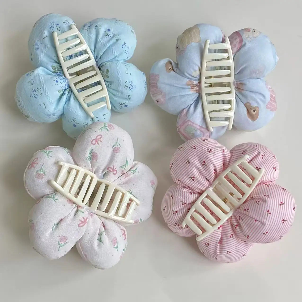 1PC Cute Flower - Shaped Hair Claw Clips Set, Floral & Cartoon Patterned Padded Hair Accessories For Women