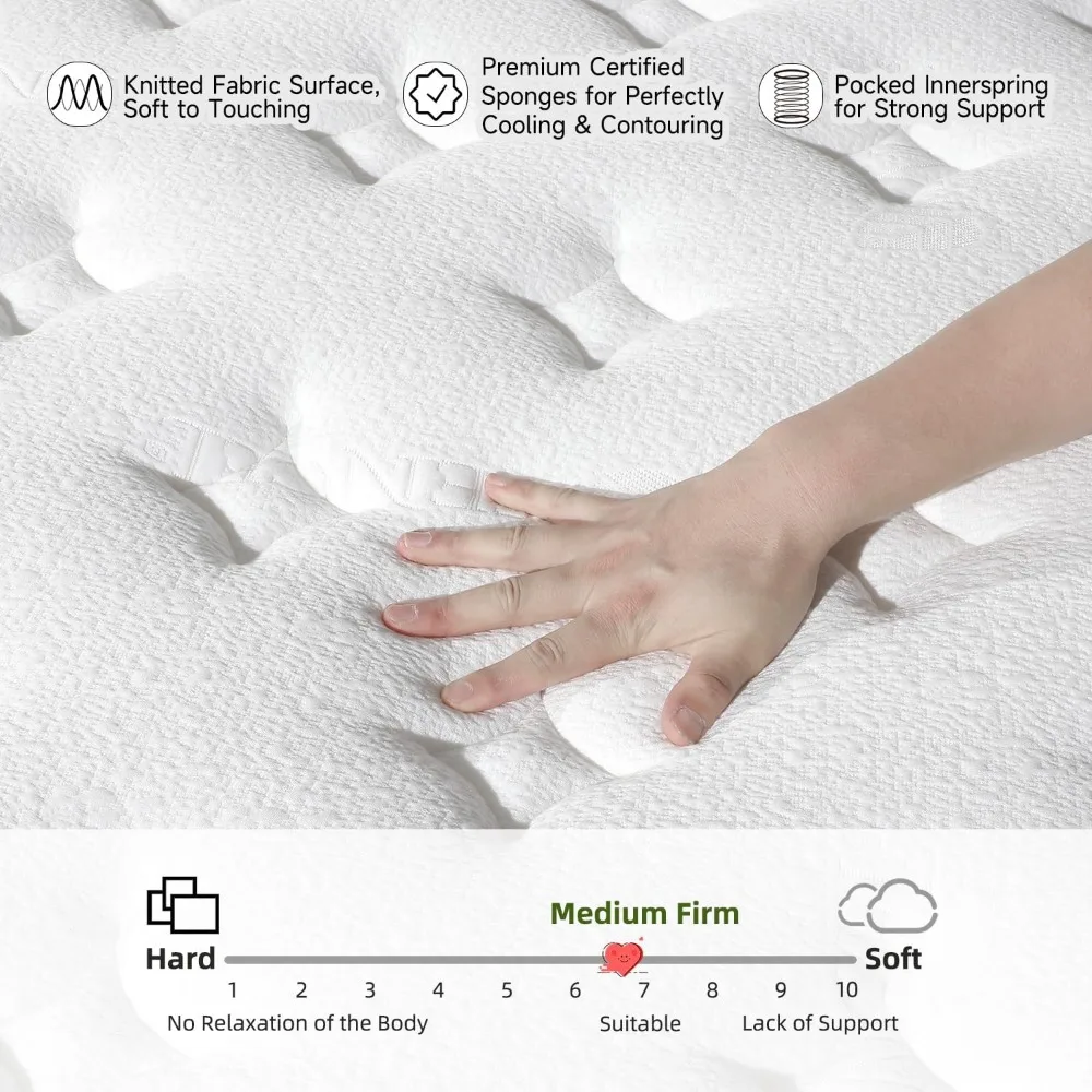 Mattress, Gel Memory Foam Hybrid Mattress in a Box, Individual Pocket Springs, Supportive & Pressure Relief, Good Sprigback 5