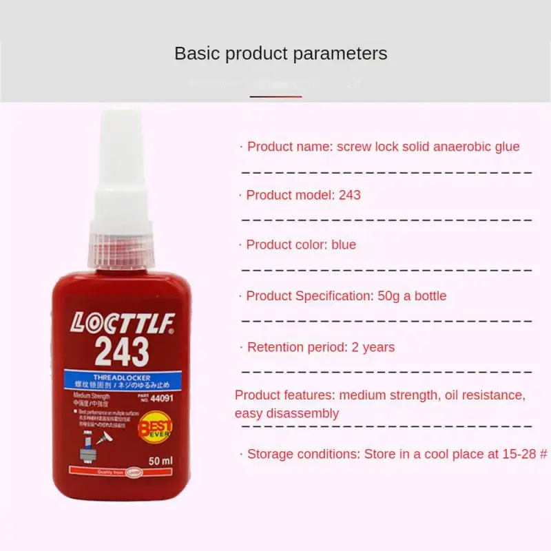 Genuine LOCTITE 243 x 50ml Medium Strength Oil Tolerant Threadlocker