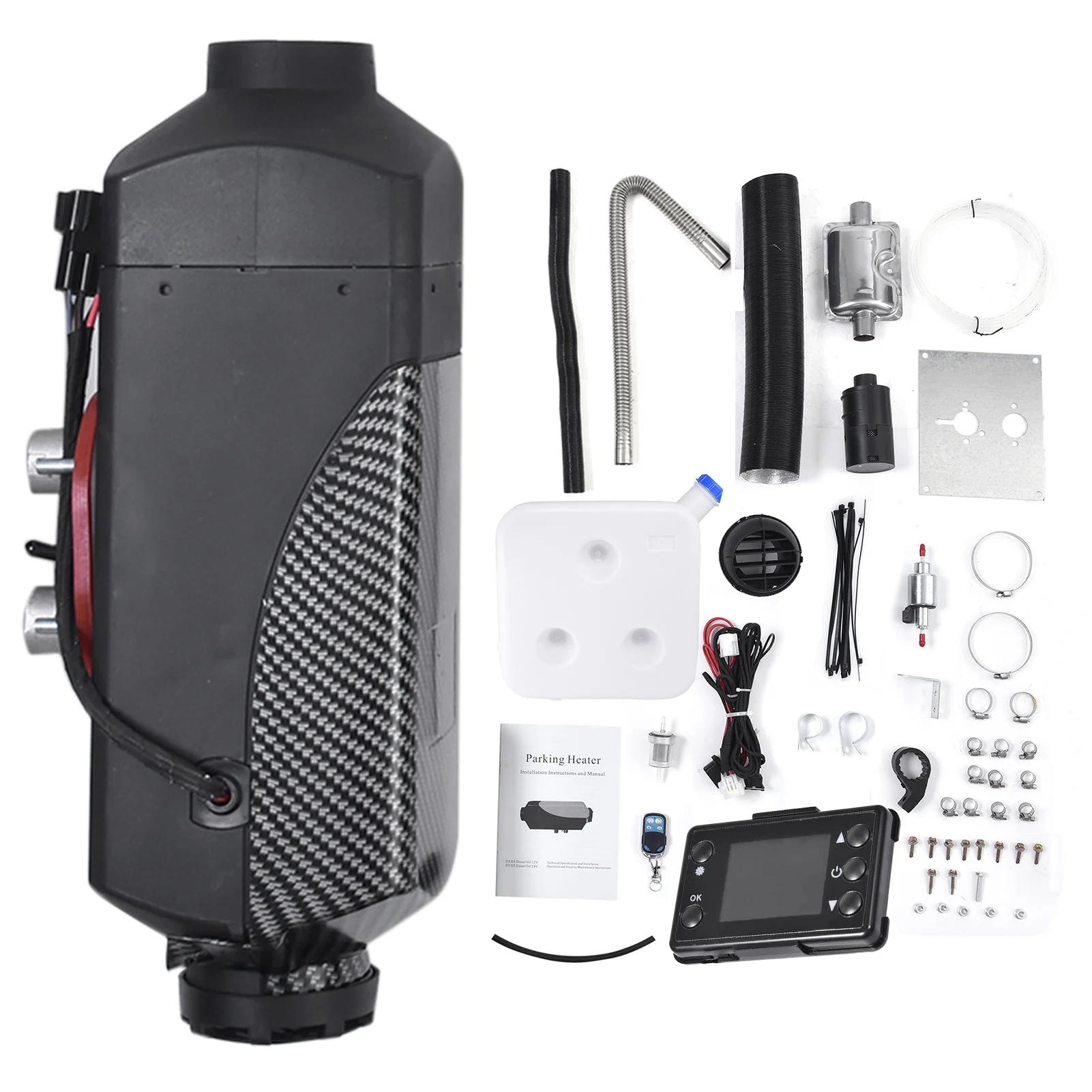 

12V 24V 5KW Black Parking Fuel Air Heater Autonomous Heater Die-sel Ignition Copper Heater For Cars Motorhome RV With LCD Remote