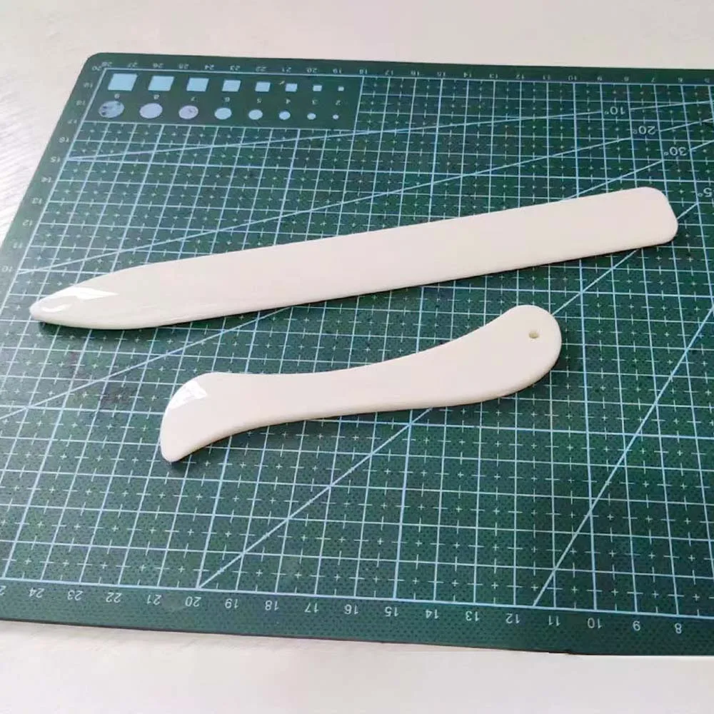 Paper Folding Knife Trimmer Diy Plastic Imitation Cow Bone Leather Bone Plastic Letter Opener Accessories Tool 2pcs/1set leather tools leather craft tool kit leather craft tools leather craft tool