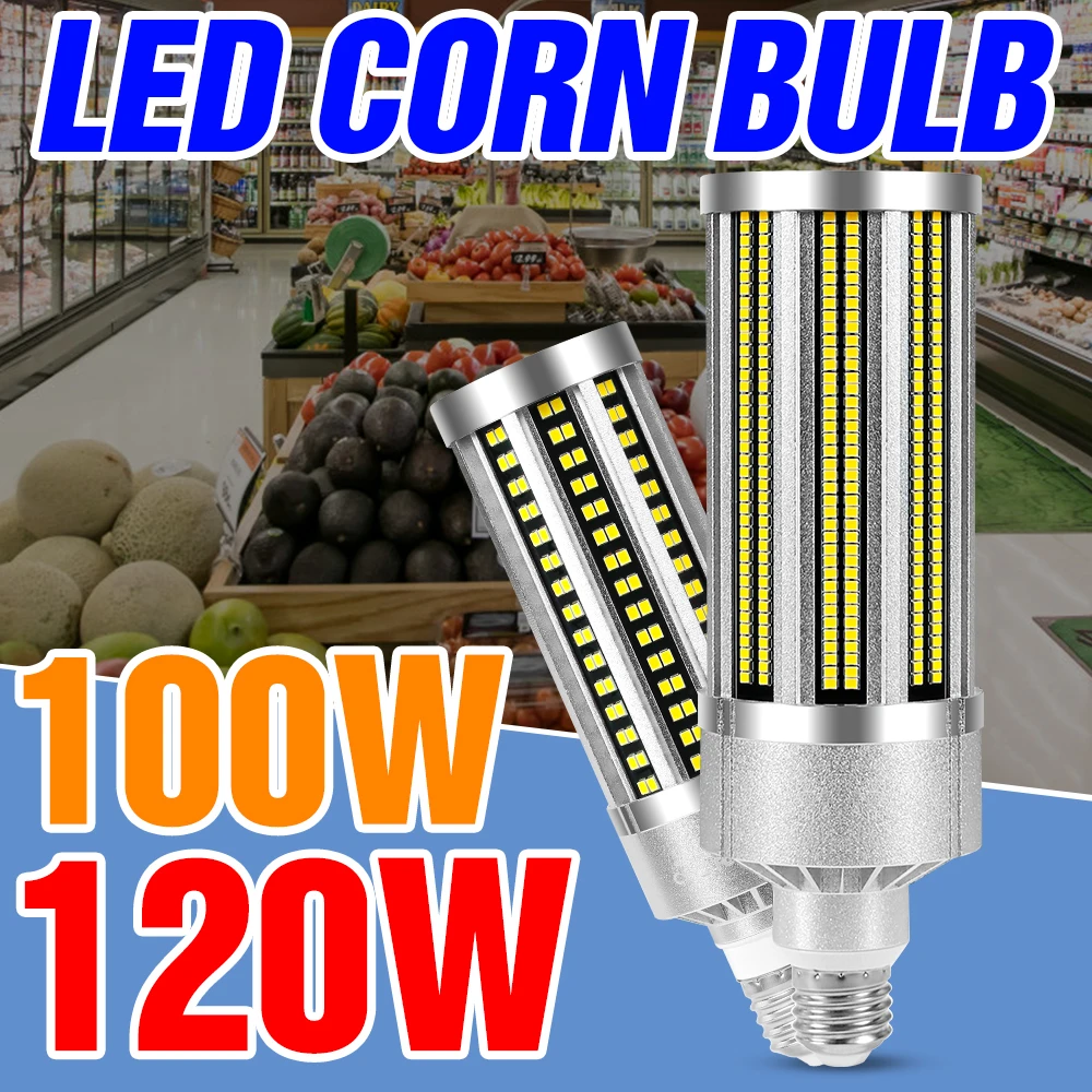 E27 LED Corn Lamp High Power Corn Lamp 220V E39 Spotlight LED Light Bulb 120W Chandelier Bulb Ultra Bright Energy Saving Light