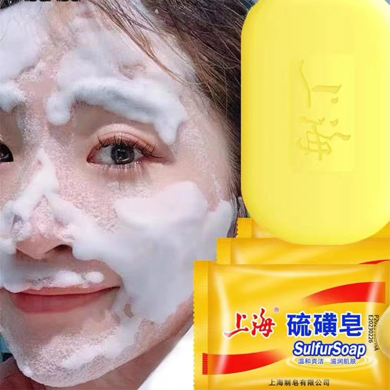

85g Shanghai Sulphur Soap For Bath Oil-Control Acne Eczema Treatment Psoriasis Seborrhea Eczema Deep Cleaning Soaps Wholesale
