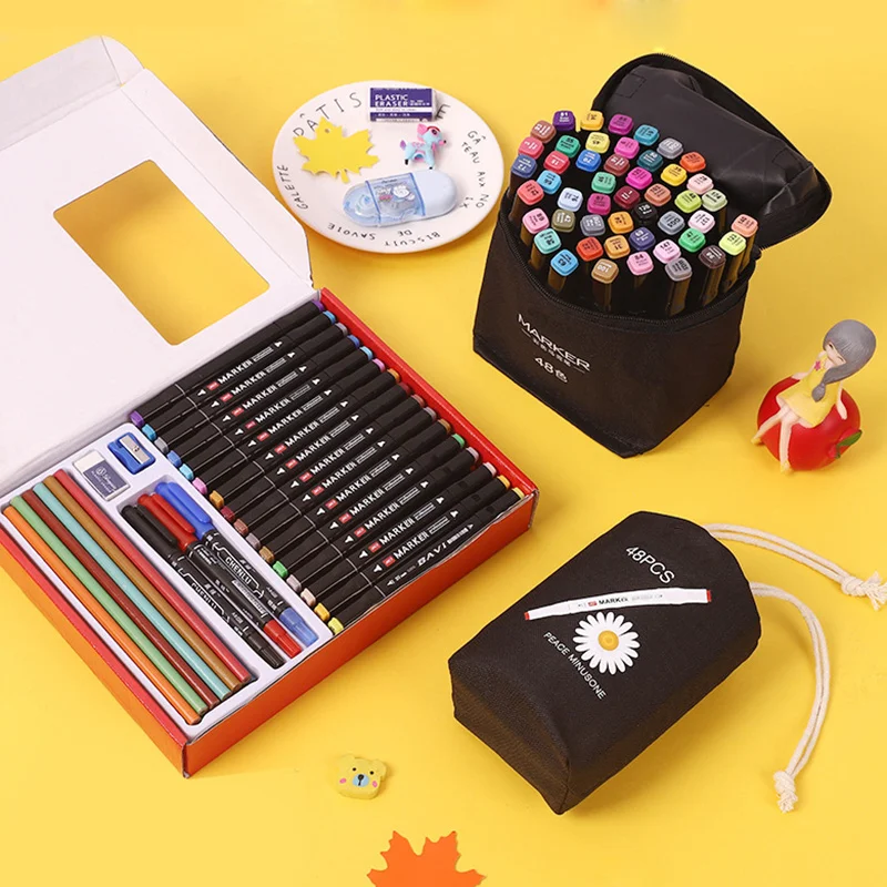 12/18/24/36-color Double-headed Marker Pen Box Set - Perfect For Kids'  Creative Art Projects! - Temu